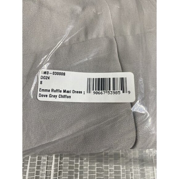 Show Me Your Mumu Woman's Emma Ruffle Maxi Dress Dove Grey Chiffon SZ‎ S - Picture 3 of 6